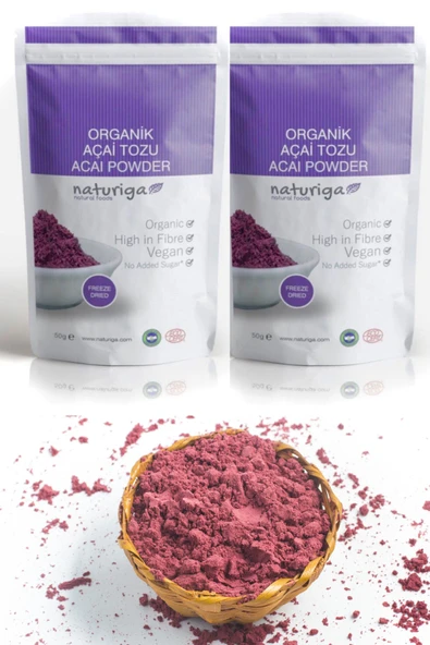 Naturiga Organik Açai Tozu 2 adet 50gr 2x50gr Acai Powder ürün görseli 1