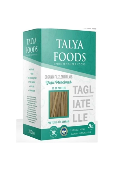 TALYA FOODS Organik Glutensiz Vegan Filizlendirilmiş Yeşil Mercimek Taglıatelle 200 G ürün görseli 1