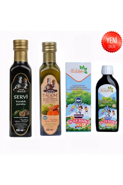 Ralila Organik Double Mix Zencefil Zerdeçal Servi Kozalak Şurubu Seti ürün görseli 1