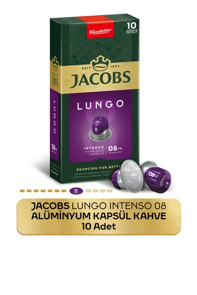 Jacobs Lungo 8 Intenso Nespresso Uyumlu Alüminyum Kapsül Kahve 10 Adet ürün görseli 1