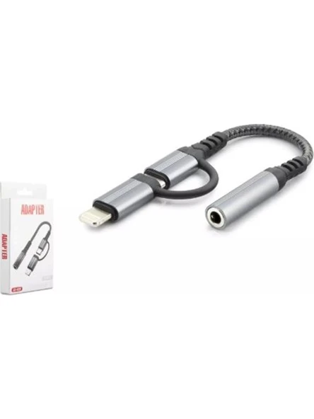 Hadron Gj-026 Type-C + Lightning To 3.5Mm F Kablo Siyah ürün görseli 1