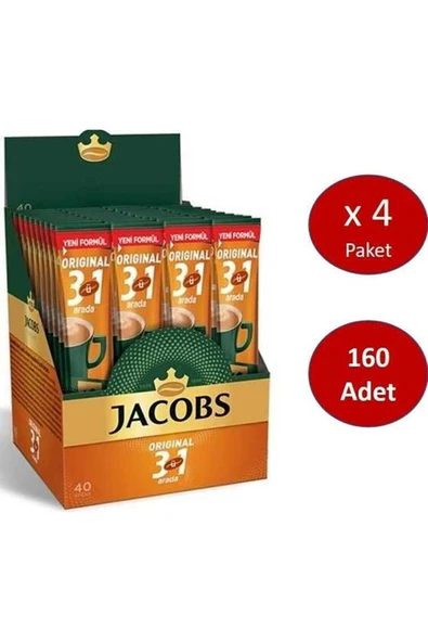 Jacobs 3'ü 1 Arada  Karışım Kahve 160 Adet ( 40'lı Kutu x 4) ürün görseli 1