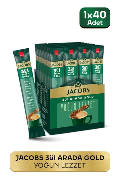 Jacobs 3'ü 1 Arada Gold Yoğun Lezzet Karışım Kahve 40'lı Kutu ürün görseli 1