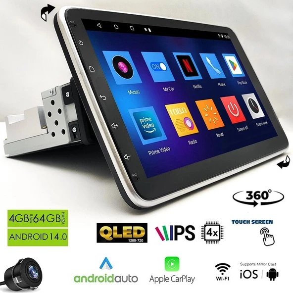 Dynamat RK-1004 Android Ekran Multimedya 10.1 i̇nç 4+64gb 4 Çekirdek Android 14 Oynar Başlık ürün görseli 1