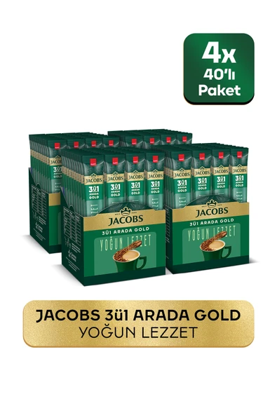 Jacobs 3'ü 1 Arada Gold Yoğun Lezzet Karışım Kahve 160 Adet ( 40'lı Kutu x 4) ürün görseli 1