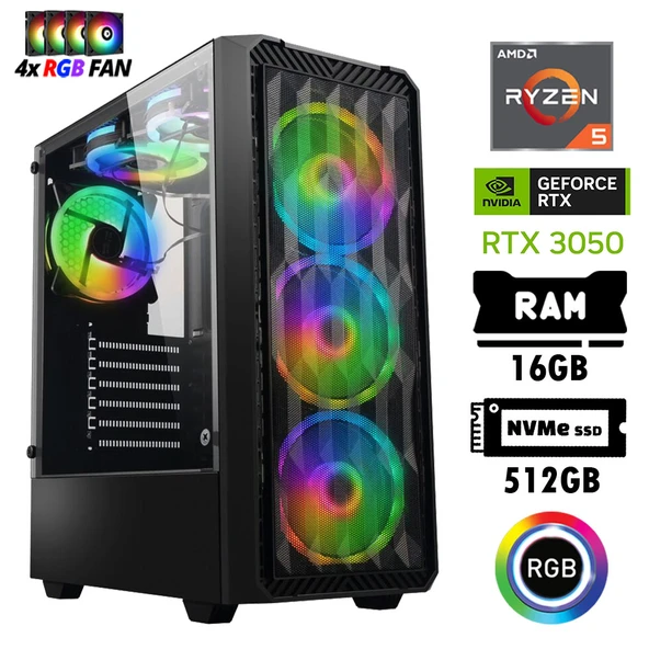Xaser Nano X60 Ryzen 5 5500 16GB Ram 512GB M.2 Nvme SSD 6GB RTX3050 Oyuncu Hazır Tavsiye Sistem ürün görseli 1