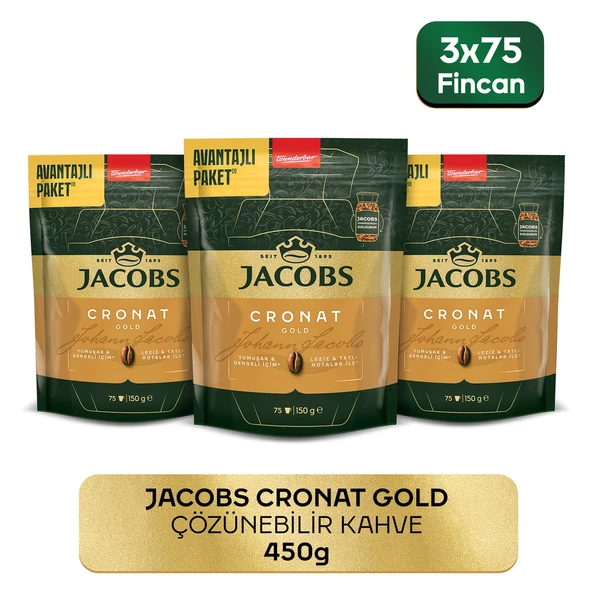 Jacobs Cronat Gold Granül Kahve 150 Gr X 3 Adet : 450 Gr ürün görseli 1