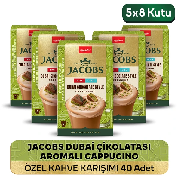 Jacobs Dubai Çikolatası Aromalı Cappucino Özel Kahve Karışımı 8 x 19,5gr  5'li Paket ürün görseli 1