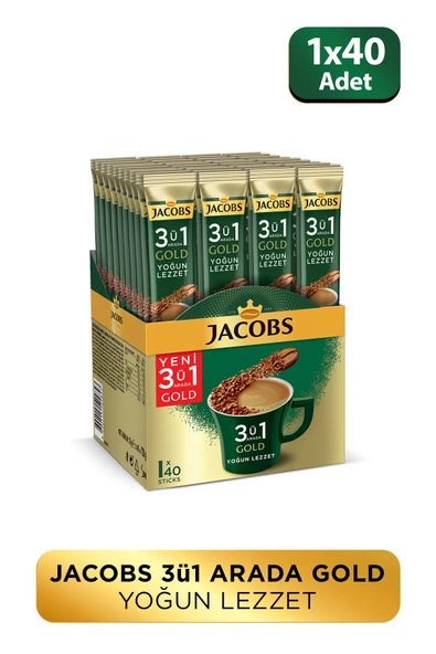 Jacobs 3'ü 1 Arada Gold Yoğun Lezzet Karışım Kahve 40'lı Kutu ürün görseli 1