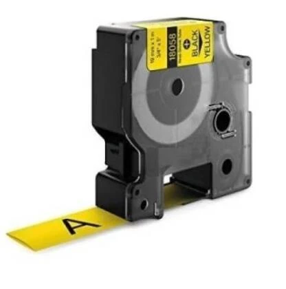 DYMO RhinoPRO 18058 Sarı Siyah Isıyla Küçülen Muadil Şerit 19mm x 1,5mt ürün görseli 1