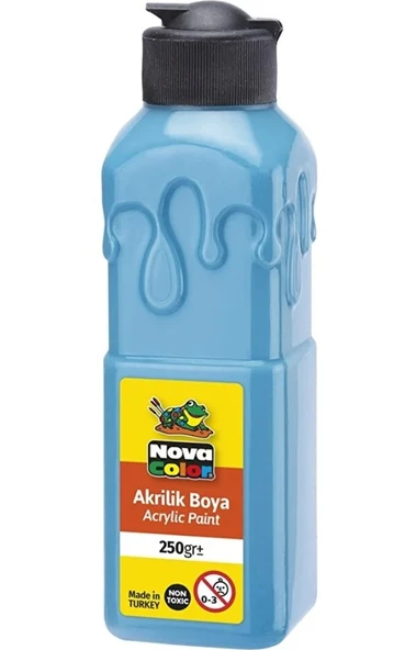 Turkuaz Akrilik Boya 250 gr 1 Adet Su Bazlı Akrilik Boyası Hobi Sanatsal Boy Tuval Ahşap Metal ürün görseli 1