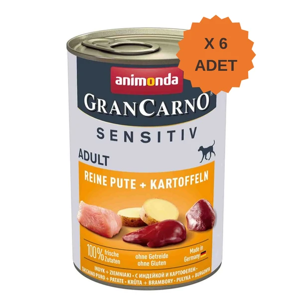 Animonda GranCarno Sensitive Hindili ve Patatesli Yetişkin Köpek Konservesi 400Gr X 6 Adet ürün görseli 1