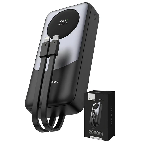 Venandin PWB20A2 20.000 Mah LED Göstergeli 22.5W Hızlı Kendinden Kablolu Powerbank ürün görseli 1