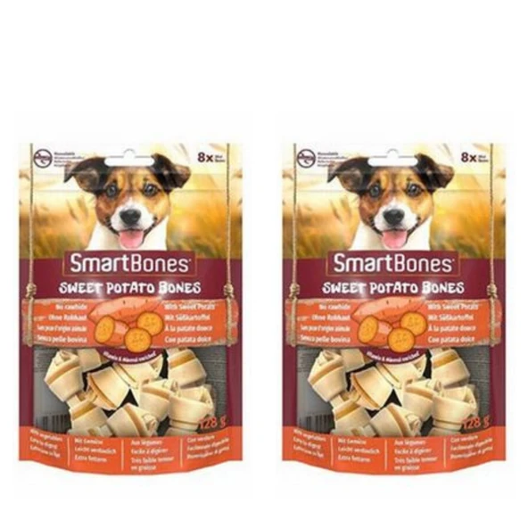 Smart Bones Tatlı Patatesli Küçük Irklar İçin Düğümlü Köpek Ödül Kemiği (8li) 128Gr X 2 Adet ürün görseli 1