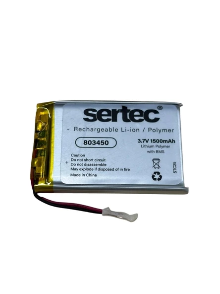 803450 3.7v 1500mah Li-polymer Pil (devreli/1.5a) ürün görseli 1