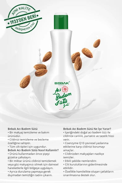 Bebak Acı Badem Sütü 120 ml - Resim 2