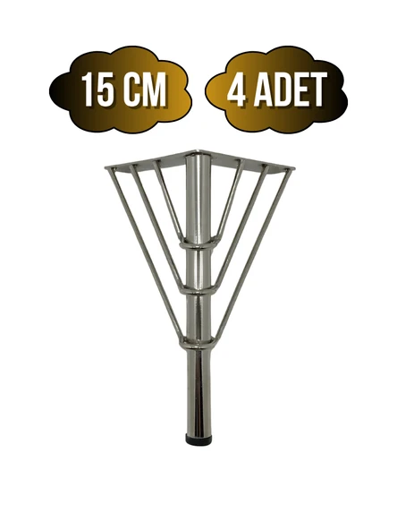Metal Tel Boru Desenli Ayak Mobilya Masa ve Dolap Ayağı(KROM)(METAL) Krom 15cm 15cm - 4 ADET ürün görseli 1