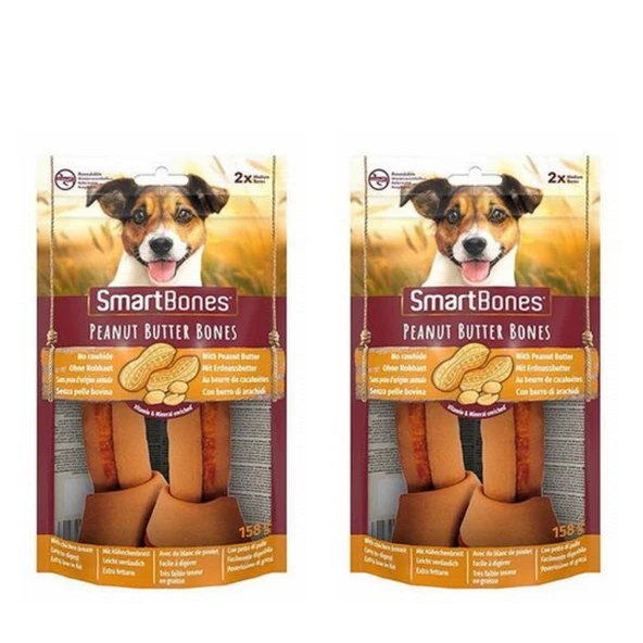 Smart Bones Yer Fıstığı Ezmeli Orta Irklar İçin Düğümlü Köpek Ödül Kemiği (2li) 158Gr X 2 Adet ürün görseli 1