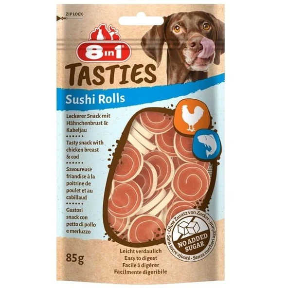 8in1 Tasties Sushi Rolls Tavuklu Balıklı Sushi Köpek Ödülü 85 Gr ürün görseli 1