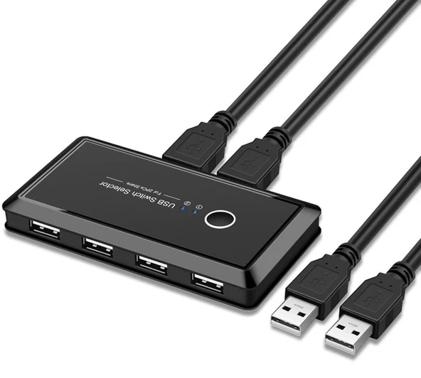 4685 Usb 4 port Hub 2 Kasa Pc Bilgisayar Kvm Switch Splitter Çoklayıcı ürün görseli 1