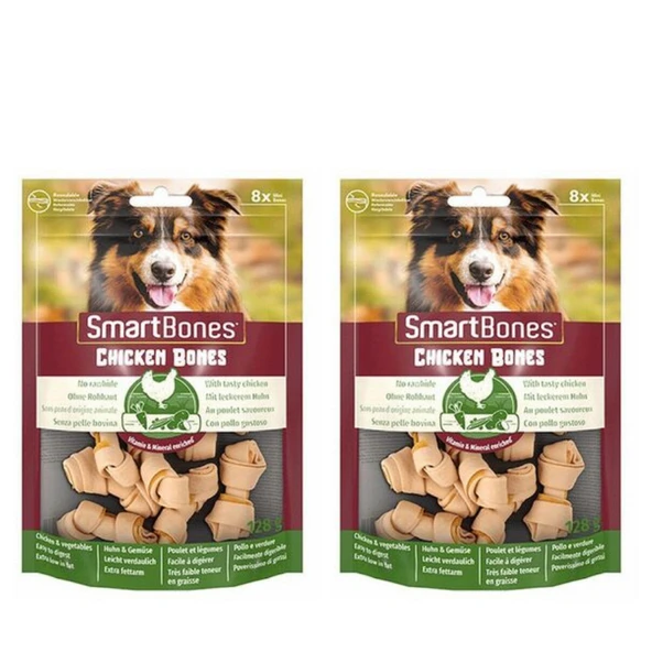 Smart Bones Tavuklu Küçük Irklar İçin Düğümlü Köpek Ödül Kemiği (8li) 128Gr X 2 Adet ürün görseli 1