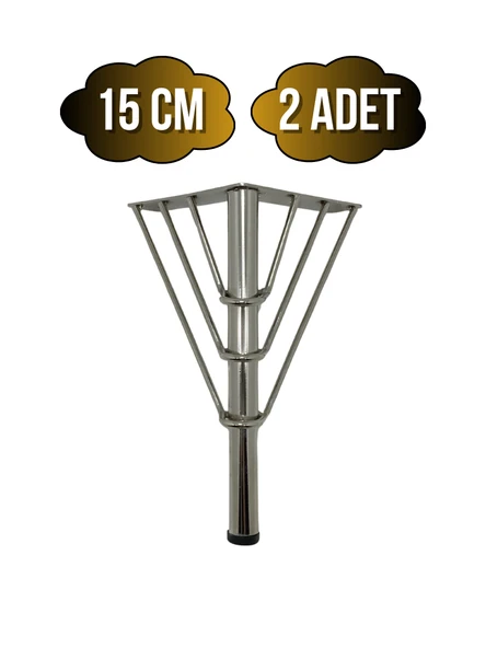Metal Tel Boru Desenli Ayak Mobilya Masa ve Dolap Ayağı(KROM)(METAL) Krom 15cm 15cm - 2 ADET ürün görseli 1