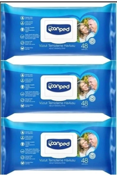 Vücut Temizleme Havlusu / Vücut Temizleme Mendili 48'li X3 paket ürün görseli 1