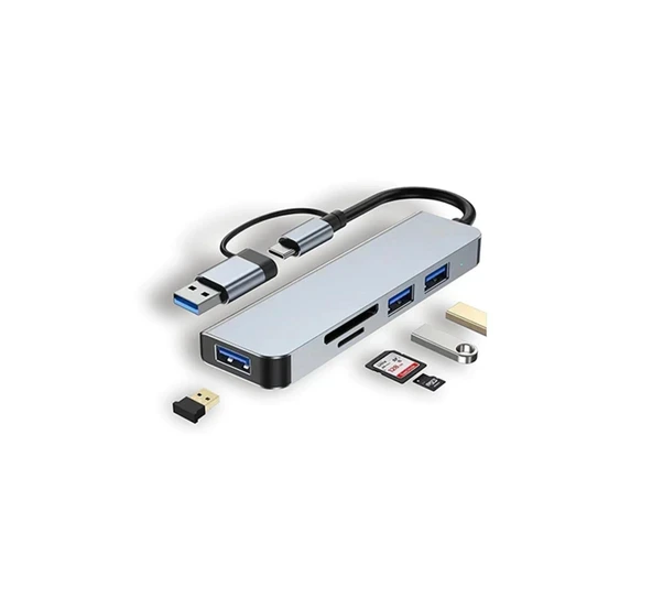 7in1 Type-C Çok Fonksiyonlu HDMI Girişli USB Çoğaltıcı TYPE-C Çoğaltıcı ürün görseli 1