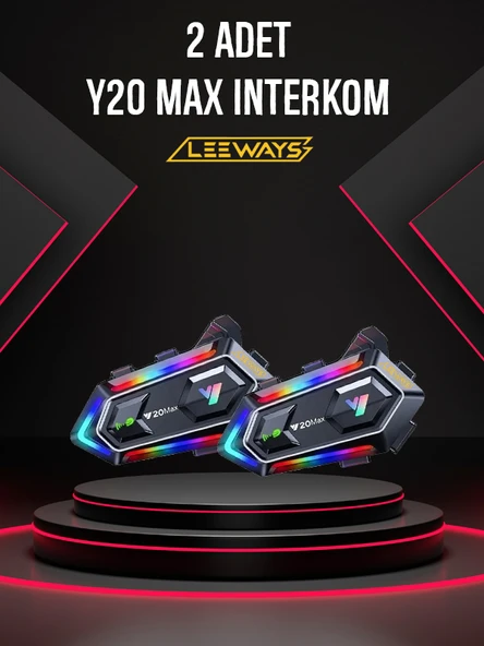 2 ADET Y20 Max Telsiz Özellikli 5.3 Motosiklet Kask Kulaklık Intercom Işıklı Motorsiklet Interkom ürün görseli 1