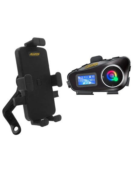 Q58 Max Kask Kulaklık interkom + Motosiklet Telefon Tutacağı ürün görseli 1