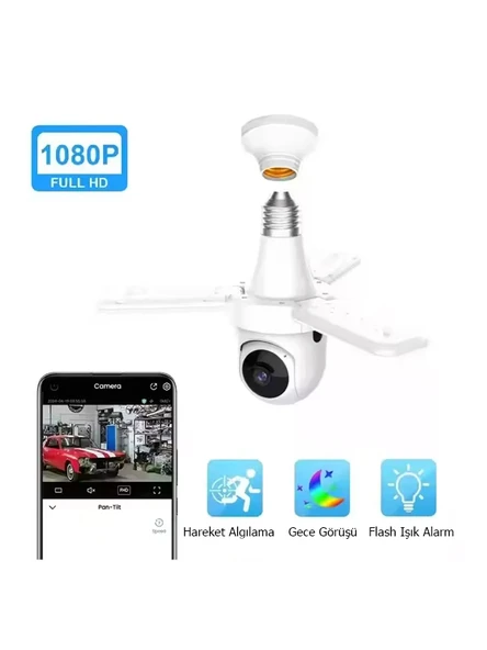Ev İçi Akıllı Duy Girişli CCTV Güvenlik Kamera ve Led Ampul Ses Özellikli ürün görseli 1