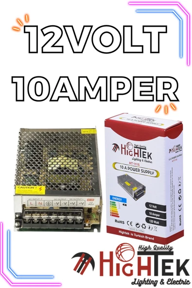 Hightek 12V 10A METAL KALIN KASA ADAPTÖR - Resim 5