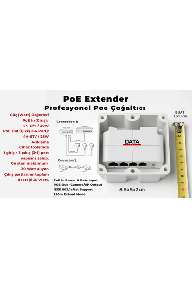 DataForce 3+1 10/100 POE EXTENDER - Resim 5