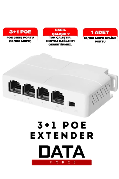 DataForce 3+1 10/100 POE EXTENDER ürün görseli 1