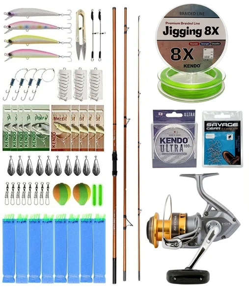 YekOutdoor Pro Olta Seti Okuma Trio Rex Surf 420cm 120-250gr 3 Parça Surf Kamışı&Shimano Makina Sedona 6000 FI ürün görseli 1