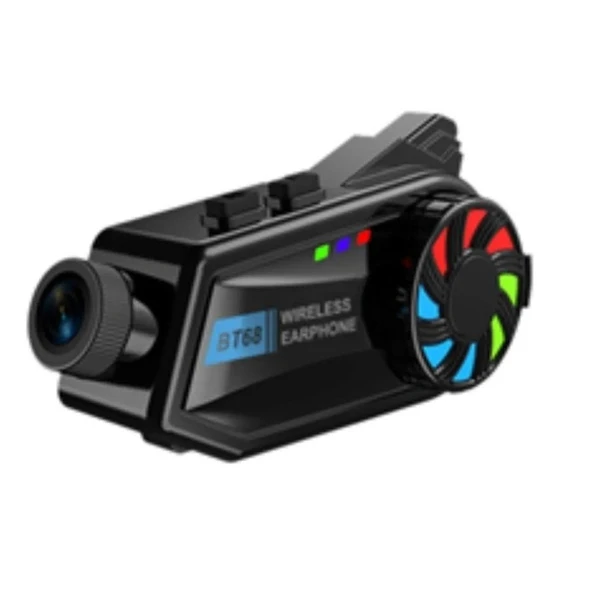 Bt68 Kameralı Intercom Motosiklet Bluetooth Kask Kulaklık Ses Kontrolü 1080p Video Kayıt Interkom ürün görseli 1