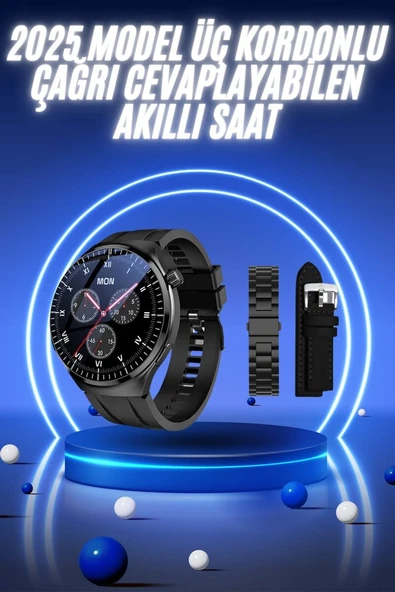 Akıllı Saat Yeni Nesil Üç Kordonlu Nabız Ölçer Çağrı Cevaplama ürün görseli 1