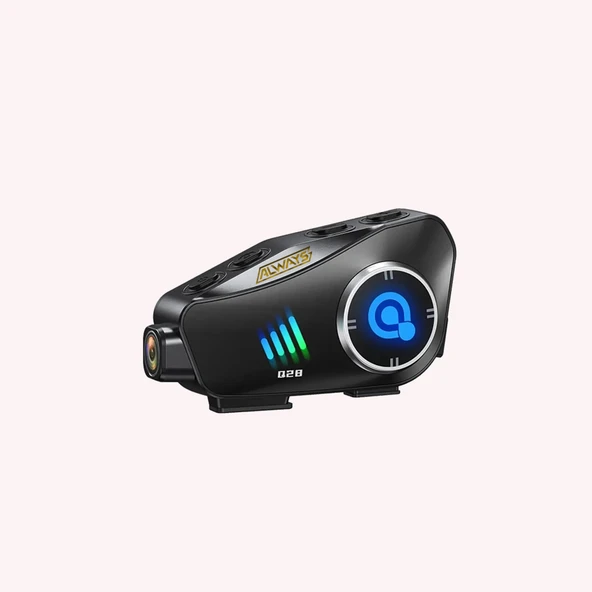 Q28 İntercom Kameralı HD 1080P Kameralı Kask Kulaklık Su Geçirmez 32GB Hafıza Kartlı ürün görseli 1