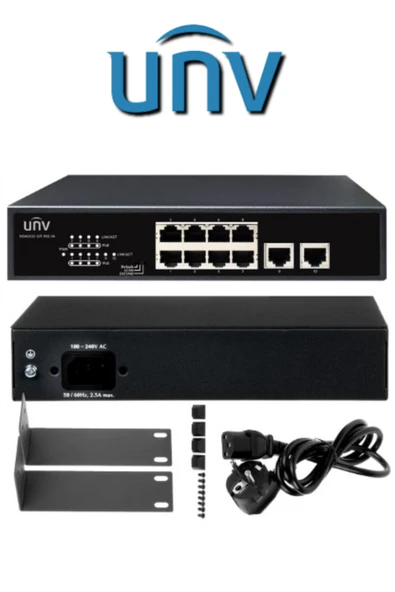 Uniview NSW2010-10T-POE-S-IN 8 Port 10/100 Poe 2 Port 10/100 Ethernet 96W Poe Yönetilemez Switch ürün görseli 1