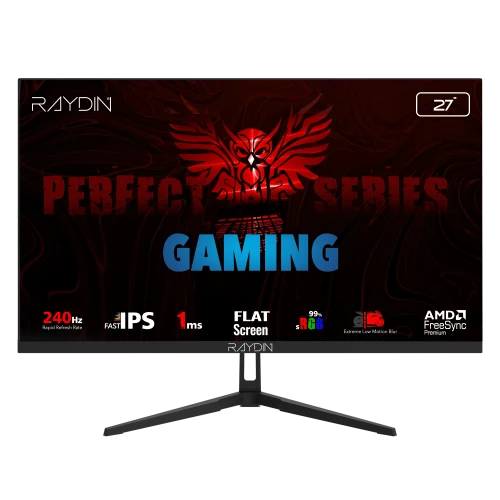 RAYDIN EC27DFI-240HZ, 27", 1ms, 240Hz, Full HD, HDMI, DP, IPS LED, Flat, Frameless, FreeSync Gaming Monitör ürün görseli 1