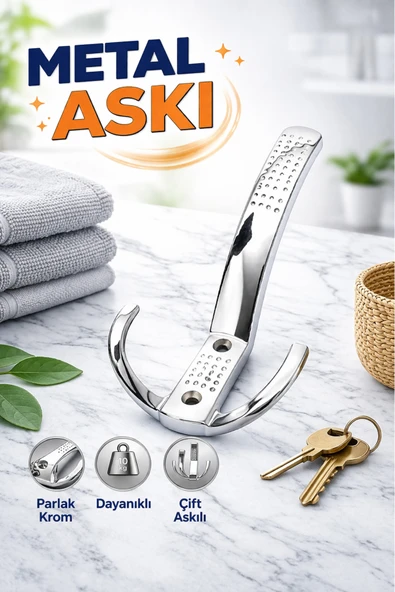 DESIPHON Noktalı Metal Vestiyer Askısı Parlak Krom Portmanto Dolap Elbise Askılığı Şık Mobilya Askı ürün görseli 1