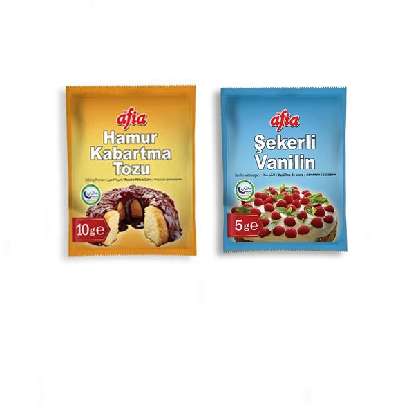 Helal Sertifikalı Şekerli Vanilin 5 gr.x10 + Kabartma Tozu 10 gr. ürün görseli 1