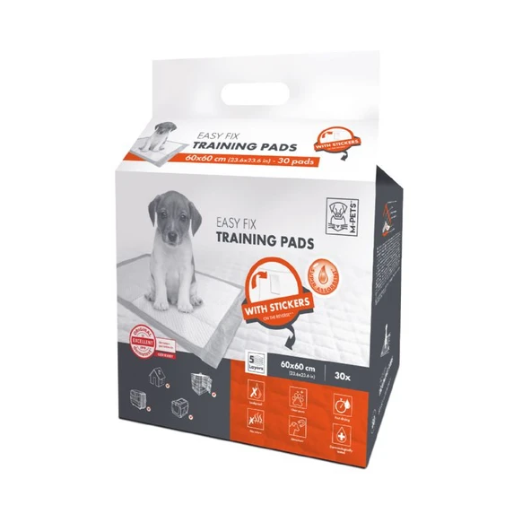 10163201 M-Pets Yapışkanlı Yavru Köpek Çiş Eğitim Pedi 60x60Cm 30Lu ürün görseli 1