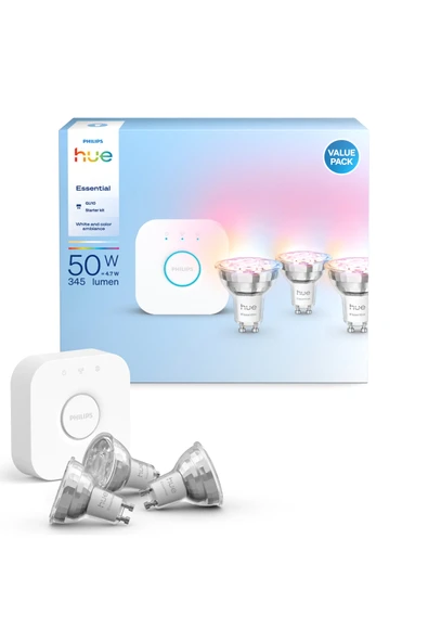 Philips Hue Essential 3'lü GU10 Spot Başlangıç Seti 345 Lumen ürün görseli 1