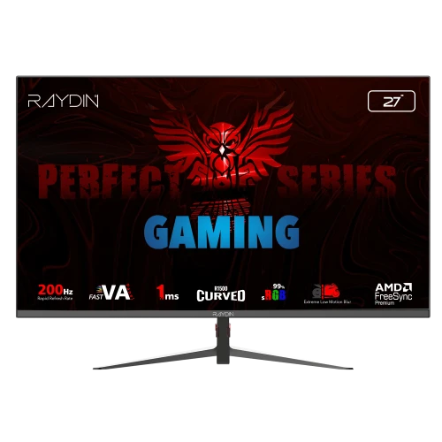 RAYDIN MM27RFA-200HZ, 27", 1ms, 200Hz, Full HD, 2xHDMI, DP, VA LED, R1500 Curved, Frameless, FreeSync Gaming Monitör ürün görseli 1
