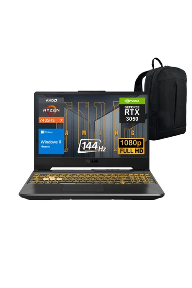 ASUS TUF A15 FA506NCRWZ1 R7 7435HS 16GB 512GB SSD RTX 3050 FHD 144Hz W11 Laptop - Webzone Çanta ürün görseli 1