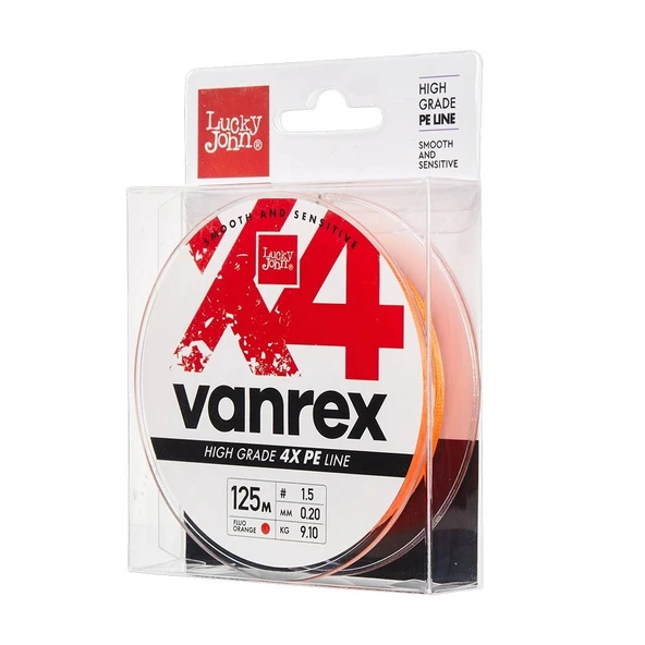 Lucky John Vanrex X4 Pe Örgü Fluo Turuncu 125M 0,08MM İP MİSİNA ürün görseli 1