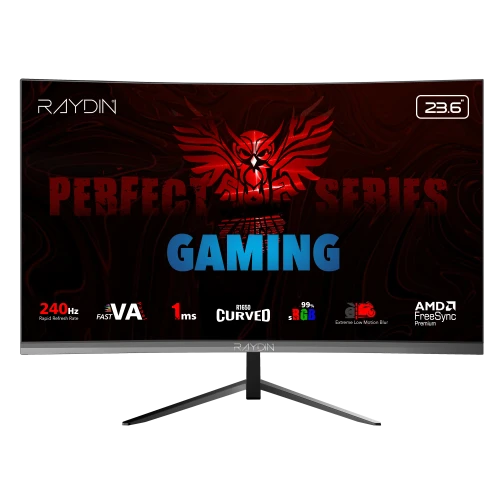RAYDIN MM24RFA-240HZ, 23.6", 1ms, 240Hz, Full HD, HDMI, DP, Hoparlör, VA LED, R1650 Curved, Frameless, FreeSync Gaming Monitör ürün görseli 1