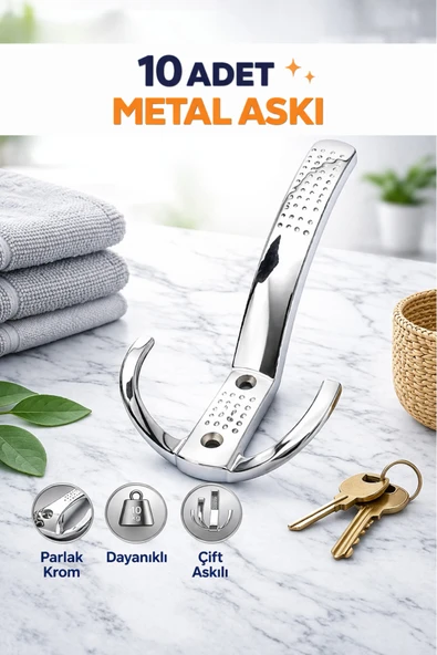 DESIPHON 10 Adet Noktalı Metal Vestiyer Askısı Parlak Krom Portmanto Dolap Elbise Askılığı Şık Mobilya Askı ürün görseli 1