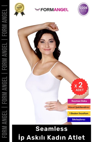 #KadınAtlet Fit Kalıp Seamless U Yaka İnce Sabit Askılı Kadın Toparlayıcı İp Askılı Atlet - 2 Adet ürün görseli 1